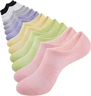 [Eallco] No Show Socks Women Cotton No Slip Low Cut Ankle Socks Casual Invisible Socks 7 Pairs, 7 Pairs Multicolor, One Size