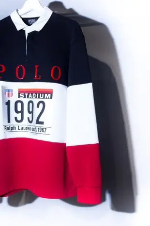 POLO Ralph Lauren Stadium 1992 Long sleeve Rugby Tee. 拼接 polo杉