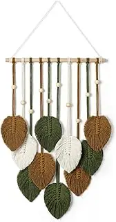 [Betylifoy] Macrame Wall Hanging Boho Wall Decor Macrame Tapestry Handmade Woven Leaves Tapestry Wall Art Decor Chic Home Decor for Nursery Bedroom Living Room (Green)