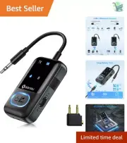 2-in-1 Bluetooth 5.3 Transmitter Adapter for Airplanes & Home Audio Systems