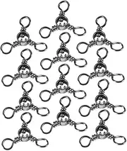 ifundom 50pcs 3 Way Fishing Swivels Stainless Steel Connectors Line Lure Tackle Accessory Kit