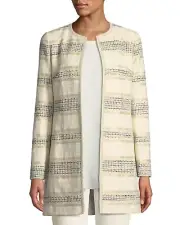 Lafayette 148 New York striped coat buff multicolor Size 8 NWT in packaging