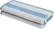 Superior Oversized 2-Piece Beach Towel Set - Quick Drying Cotton Beach Towels, Aqualis Striped Summer Towel for Beach, Pool and Jacuzzi; Swim Towel for Kids and Adults, 34" x 64" Aero Blue
