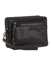 [PIERRE CARDIN] Rustic Leather Organizer Bag in Black