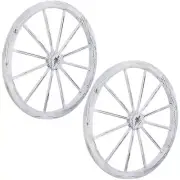 Wagon Wheel Indoor/Outdoor Statue - 29 in - Set of 2 - White by Sunnydaze