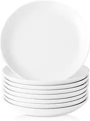 8-Piece Ceramic Appetizer Plates, Small Dessert Plates, 14.2cm/5.6 Inch White Round Plates for Kitchen, Mini Dinner Plates Small Porcelain Saucers for Serving Appetizer, Cake, Pie, Snack, Bread