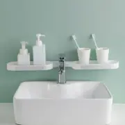 Compact Design Wall mounted Washbasin Storage Rack with Rotatable Corner Shelf