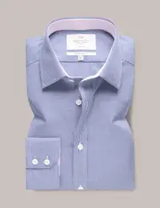 Hawes & Curtis Non-Iron Navy & White Dogtooth Extra Slim Shirt | Contrast Detail Size: 15.5" collar, 34" sleeve