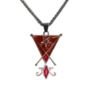 BAG OV BONES - 'Morningstar Red Sheild' Metal Pendant with Chain