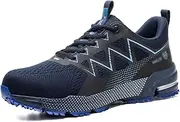 [BIAJIAZHUA] Indestructible Steel Toe Work Boots Anti-Smash Anti-Colision,Men's Industrial and Construction Shoes Slip Resistant,Outdoor Steel Toe Shoes for Women with Slip-Resistant Outsole(Blue,4.5)