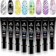 Biutee Nail Art Stamping Polish Gel Pack of 8 Colors Printing Gel 8ML UV LED Soak Off Gel Polish for Nail Stamping Plate DIY Nail Art Design