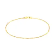 9ct Yellow Gold Silver Filled 25cm 1:3 Figaro 40 Gauge Anklet