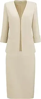 [Hobemty] Women's 2 Piece Set Business Suit Pencil Skirt Collarless Work Blazer