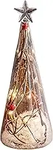 Light up Christmas Tree - Santa Glass Christmas Trees with Lights - Lighted Christmas Tree, Merry Christmas Table Decor, Happy Christmas Decorations for Tables