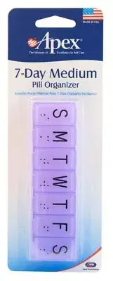 Apex 7-Day Pill Organizer, Medium, Model No 70010 - 1 Ea (Color may vary)