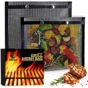 Mountain Grillers Set of 2 BBQ Mesh Grill Bags -(12.83 X 11.73-Inch) Reusable Gr