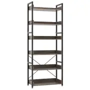 Costway 6-Tier Industrial Bookcase Bookshelf 4 Hooks Display Shelves
