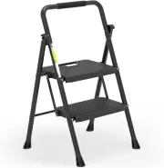 Hbtower 2 Step Ladder, Folding Step Stool with Wide Anti-Slip Pedal, Sturdy Stee