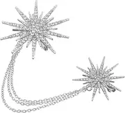 [Holibanna] Star Brooch Chain Brooch Large Silver Fabric Brooches Brooch with Chain Brooches for Women Rhinestone Brooches Crystal Brooch Pin Chained Miss