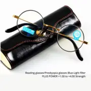 Retro Vintage John Lennon Style Round Reading Glasses Blue-Light Filter Gold Men