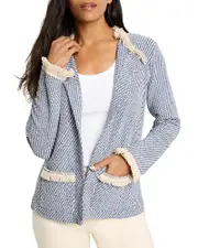 Nic+Zoe Neutral Fringe Trim Jacket