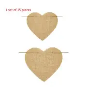 1 Set Love Heart Rustic Linen Jute Hessian Burlap Lace Party Pennant Bunting Fla