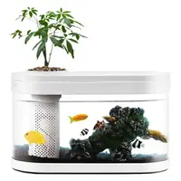 在飛比找樂天市場購物網優惠-生態魚缸 畫法幾何招財兩棲生態懶人金魚缸免換水造景客廳小型創