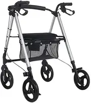 Walkers for seniors 4 Wheel Walker/Rollator with Loop Hand Brakes Foldable Lightweight Four-Wheel with Seat Cushion and Shopping Basket, Elderly Walker, Adjustable Safety Frames rollator walker, Durab