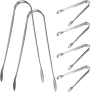iplusmile 6 Pc Small Metal Tongs Mini Stainless Steel Serving Tongs for Sugar Cubes Ice Desserts for Home Tea Events