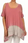 Chatoyant Plus Size Hand Tie Dye Top Mauve and Heather Gray 1XL
