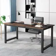 70.8 Inch Executive Desk for Home Office - Thicken Frame, Modern Design, Vintage Brown/Black