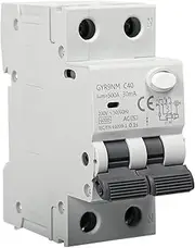 DEWIN FI Circuit Breaker 40A 30mA, FI Circuit Breaker GYR9NM RCBO MCB Residual Current Circuit Breaker with Leakage Protection 1P + N 6kA AC 230V