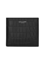 Saint Laurent East/West Wallet with Coin Purse in Crocodile Embossed Leather