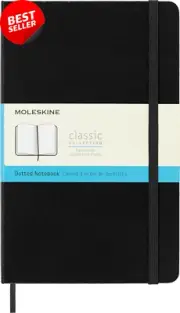 Classic Hard Cover Notebook - Dot Grid - Large - Black, (QP066)