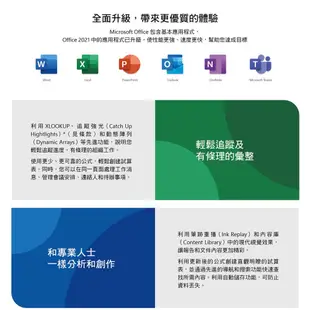 微軟 Microsoft Office 2021 中小企業版盒裝 PKC中文 家用及中小企業版 文書處理/盒裝版