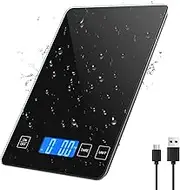 Digital Kitchen Scale, 10kg/22lb Food Scale, 1g/0.1oz Precise Graduation, Waterproof Tempered Glass Platform, High Accuracy Multi-Function Scale for Cooking Baking (Black, Battery Included)