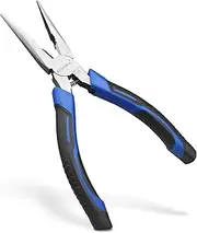 Needle Nose Pliers-KAIHAOWIN 8" Spring Loaded Pliers Long Nose Pliers with Wire Cutter Comfort Soft Grip Side Cutters-Precision Pliers Long Nose Cutting Hand Tool for Bending Wire Jewelry Making
