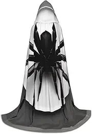 VPPUR Black Spider Print Unisex Hooded Cloak For Carnival Theme Party Decorations Witch Costume Cosplay