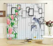 Black Casing template 3D Curtains Blockout Photo Printing Curtains Drape Fabric