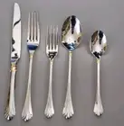 Mikasa Lyons Gold 5 Piece Stainless 18-8 Place Set(s) JAPAN *MINT UNUSED *NO BOX