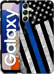 [GlamCase] Back Case Compatible with Samsung Galaxy A14 5G / 4G - Thin Blue Line USA Police Flag Printed Slim Cute Hard Plastic Protective Designer Back Phone Case/Cover for Samsung A14 5G / 4G