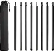 Eigell 8Pcs Tarp Poles Iron Lightweight Camping Tarp Poles Set for Outdoor Awning Canopy