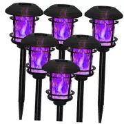 6 Pack Halloween Decorations Outdoor, Solar Halloween Lights Flickering Purple