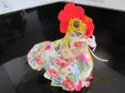 MARIANNE of MAUI KEEPSAKE QUILTED COUNTRY HEN ON BASE WITH FLOWERS