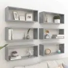 NNEVL Wall Cube Shelves 6 pcs Concrete Grey 60x15x23 cm Chipboard