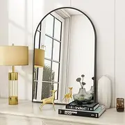 VooBang Arched Wall Mirror, 24x36 inch Arch Bathroom Mirror, Wall Mounted Vanity Mirror with Arch Metal Frame, Modern Bathroom Vanity Mirror for Bedroom, Living Room, Hanging or Leaning, Black
