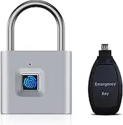 TenixLox Fingerprint Padlock with Emergency Key, IP66 Waterproof Outdoor Indoor Padlock, Smart Lock for Warehouses, Gym, Schools, Homes, Office Cabinets
