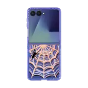Galaxy Z Flip7 Impact Magnetic Case HALLOWEEN SPIDER WEB 4, SPOOKY SPIDERS CORAL PEACH SCARY INSECTS CREEPY BUGS TRANSPARENT
