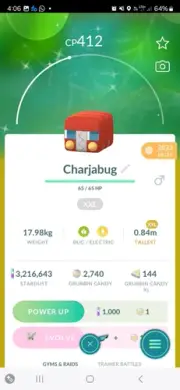 Charjabug XXL Shiny Registered Trade Or 1 Million Trade