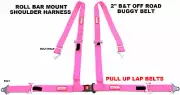 HOT PINK RACING HARNESS OFF ROAD 2" SEAT BELT 4 PT B&T ROLL BAR MOUNT BUGGY BELT
